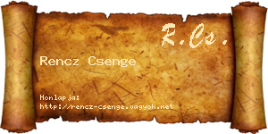 Rencz Csenge névjegykártya